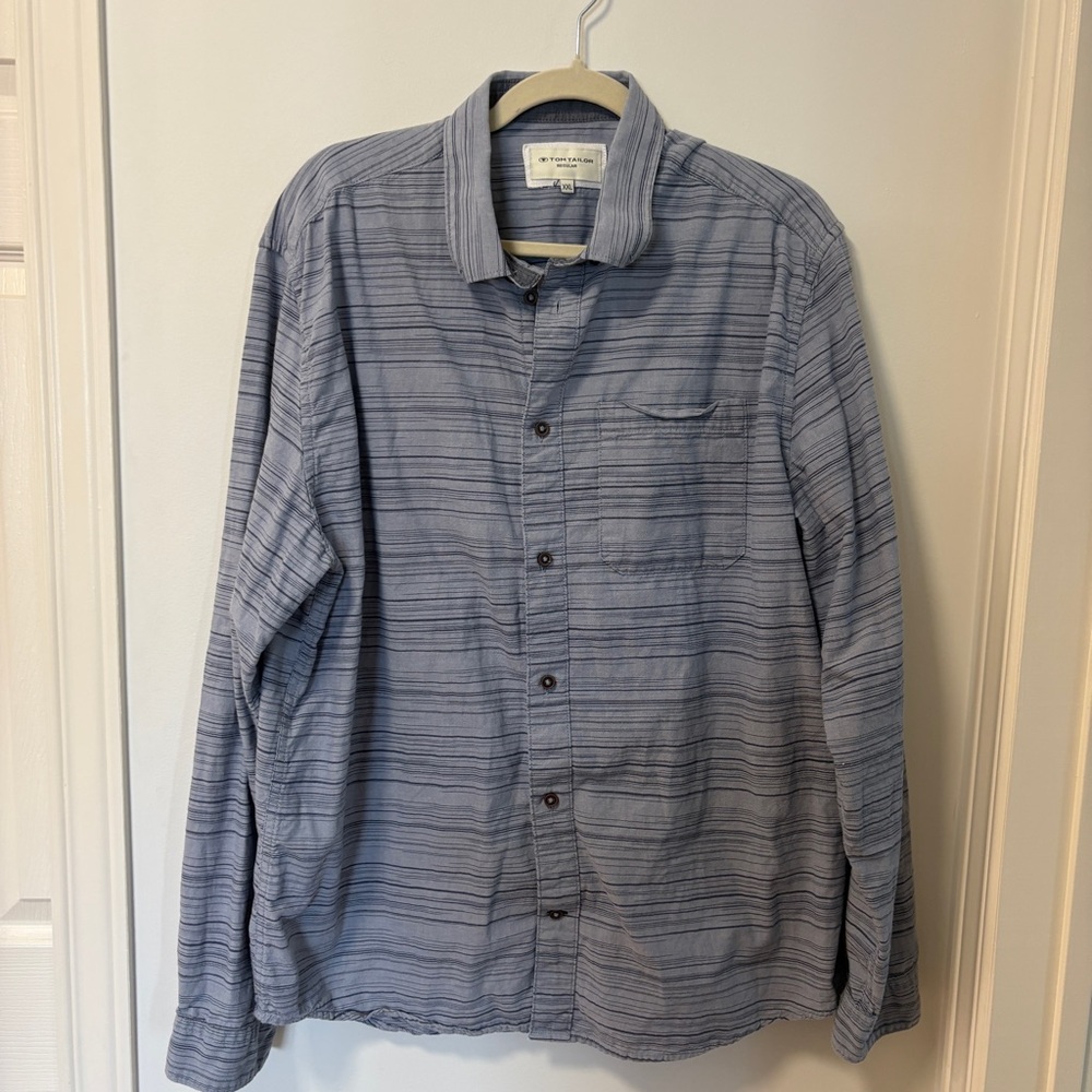 TOM TAILOR | button down long sleeve collar shirt blue size XXL